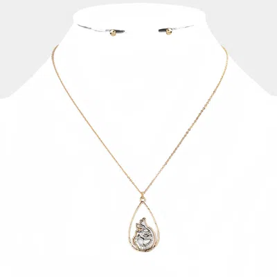Fashnzfab Antique Metal Mermaid Pendant Necklace In Gold