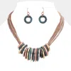Fashnzfab Antique Metal O-ring Stacked Necklace - Patina Verdigris In Multi