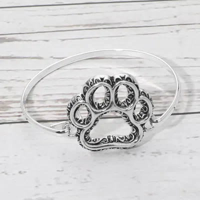 Fashnzfab Antique Metal Open Paw Bangle Bracelet In Metallic
