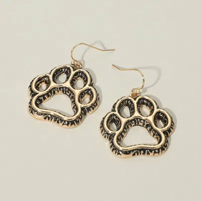 Fashnzfab Antique Metal Open Paw Drop Earrings In Gold
