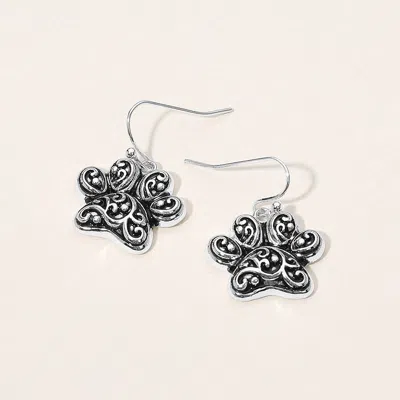 Fashnzfab Antique Metal Paw Dangle Earrings In Gray