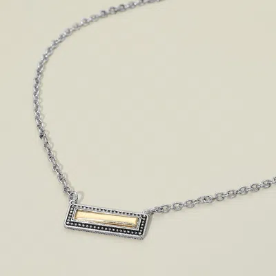 Fashnzfab Antique Metal Rectangular Pendant Necklace In Gold