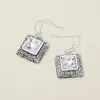 Fashnzfab Antique Metal Scrollwork Frame Square Tile Drop Dangle Earrings In Multi