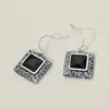 Fashnzfab Antique Metal Scrollwork Frame Square Tile Drop Dangle Earrings In Multi