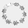 Fashnzfab Antique Metal Sea Turtle Link Magnetic Bracelet Antique Silver In Multi