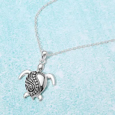 Fashnzfab Antique Metal Sea Turtle Pendant Necklace In Metallic