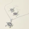 Fashnzfab Antique Metal Sea Turtle Pendant Necklace In Silver