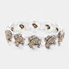 Fashnzfab Antique Metal Sea Turtle Pointed Stretch Bracelet Antique Gold, Antique Silver In Multi