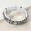 Fashnzfab Antique Metal Stone Boho Stretch Bracelet In Multi