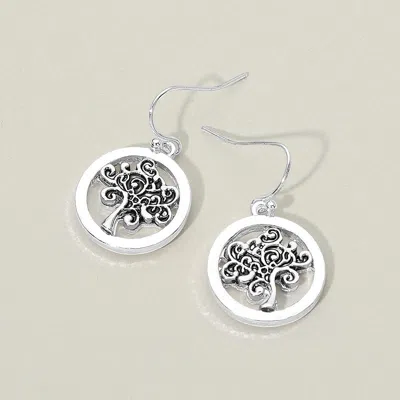 Fashnzfab Antique Metal Tree Of Life Charm Drop Dangle Earrings In Silver