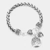 Fashnzfab Antique Metal Tree Of Life Heart Charm Bracelet In Multi