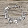 Fashnzfab Antique Metal Tree Of Life Stone Bezel Charm Station Toggle Bracelet In Silver