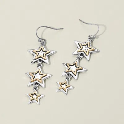 Fashnzfab Antique Metal Triple Star Link Drop Earrings In Multi