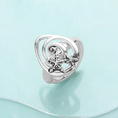 Fashnzfab Antique Metal Turtle Stretch Ring In Multi