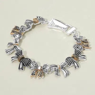 Fashnzfab Antique Metal Vintage Bow Link Magnetic Bracelet In Multi