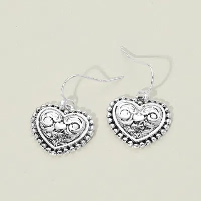 Fashnzfab Antique Metal Vintage Filigree Heart Charm Drop Dangle Earrings In Multi