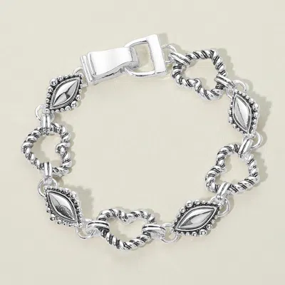 Fashnzfab Antique Metal Vintage Twisted Open Heart Charm Link Magnetic Bracelet In Metallic