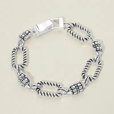 Fashnzfab Antique Metal Vintage Twisted Open Rectangle Charm Link Magnetic Bracelet In Gold