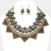 Fashnzfab Antique Metal Western Geometric Collar Statement Necklace In Gold