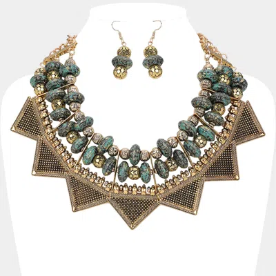 Fashnzfab Antique Metal Western Geometric Collar Statement Necklace In Gold
