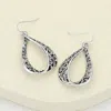Fashnzfab Antique Metal Western Style Open Teardrop Dangle Earrings - Antique Silver In Metallic