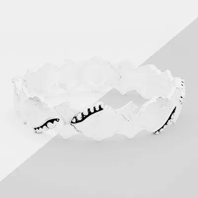 Fashnzfab Antique Pattern Moroccan Shaped Metal Stretch Bracelet Worn Silver In Multi