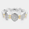 Fashnzfab Antique Patterned Metal Oval Bracelet Two Tone In Multi