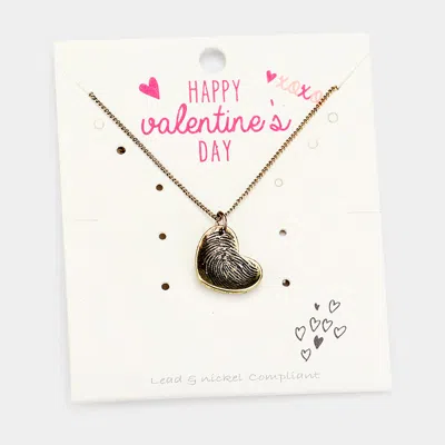 Fashnzfab Antique Plated Heart Pendant Necklace In Gold