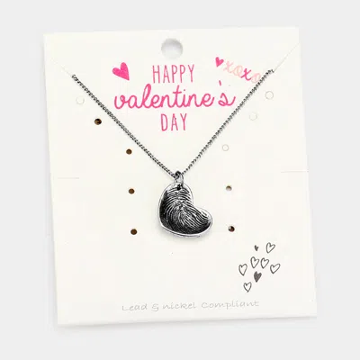 Fashnzfab Antique Plated Heart Pendant Necklace In Silver