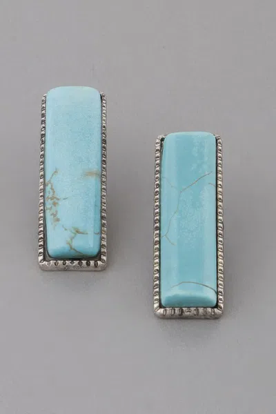 Fashnzfab Antique Stone Earrings In Blue