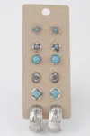 Fashnzfab Antique Stone Stud Earrings Set In Multi