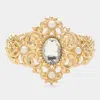 Fashnzfab Antique Stretch Bracelet Clear, Cream, Gold In Multi