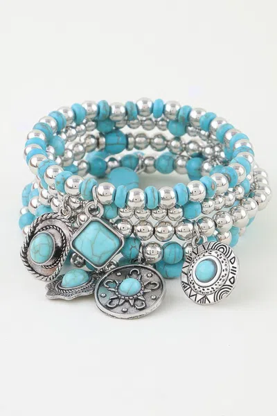 Fashnzfab Antique Summer Hat Beaded Bracelet In Blue