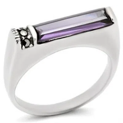 Fashnzfab Antique Tone 925 Sterling Silver Ring With Aaa Grade Cz In Amethyst In Multi