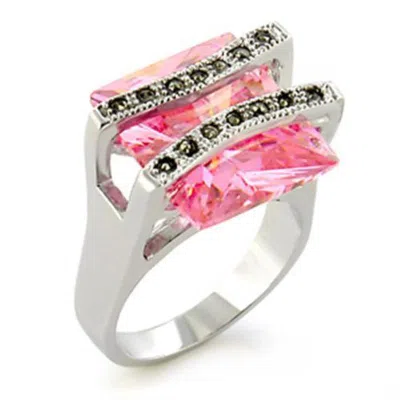Fashnzfab Antique Tone 925 Sterling Silver Ring With Aaa Grade Cz In Rose