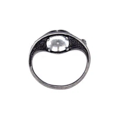Fashnzfab Antique Tone Brass Brooches With Synthetic Acrylic In Clear In Black