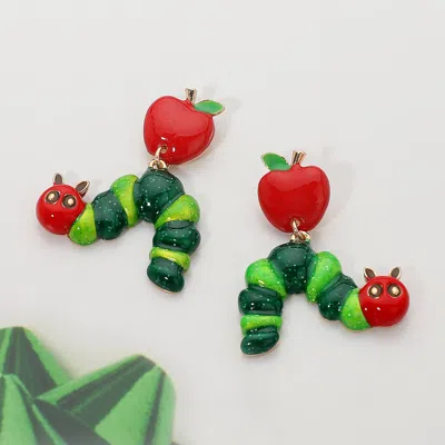 Fashnzfab Apple Caterpillar Drop Earrings In Multi