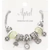 Fashnzfab April - Birthstone Heart Charm Multi Beaded Bracelet Clear In Multi