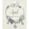 Fashnzfab April - Birthstone Heart Charm Multi Beaded Bracelet Silver In Metallic