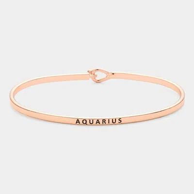 Fashnzfab Aquarius Zodiac Thin Brass Metal Hook Bracelet In Multi