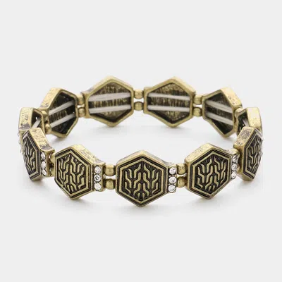 Fashnzfab Archaic Hex Stretch Bracelet Gold Burnished