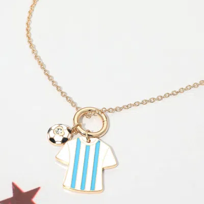 Fashnzfab Argentina Soccer Ball Jersey Charm Toggle Pendant Necklace In Blue