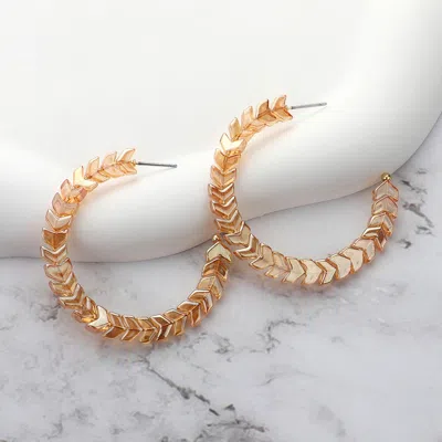 Fashnzfab Arrow Beaded Hoop Earrings In Yellow