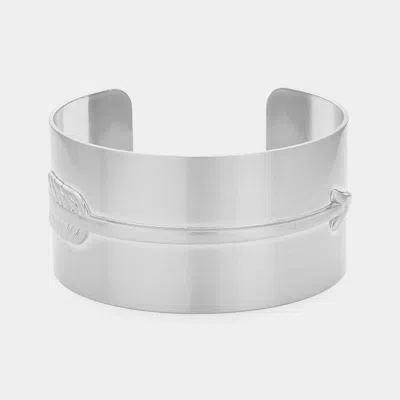 Fashnzfab Arrow Embossed Metal Cuff Bracelet Worn Silver In Multi
