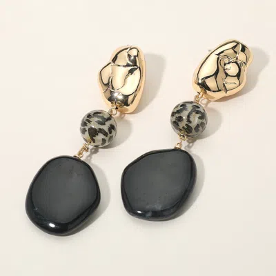 Fashnzfab Artistic Statement Dangle Design Abstract Stone Drop Earrings In Black