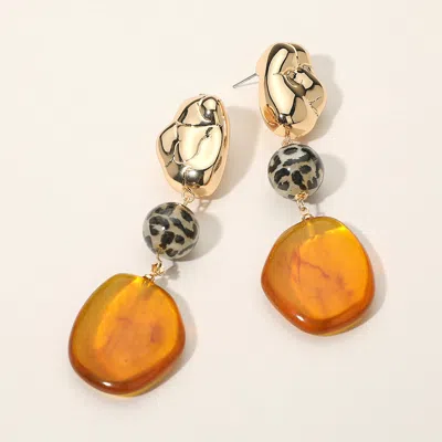 Fashnzfab Artistic Statement Dangle Design Abstract Stone Drop Earrings In Brown