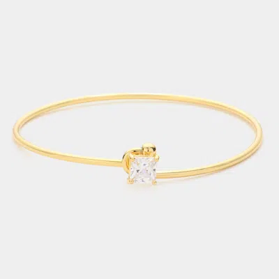 Fashnzfab Asscher Crystal Hook Accented Bracelet Gold