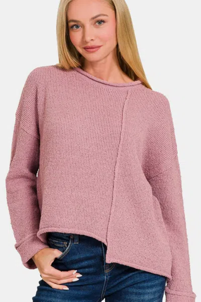 Fashnzfab Asymmetric Hem Drop Shoulder Sweater In Multi
