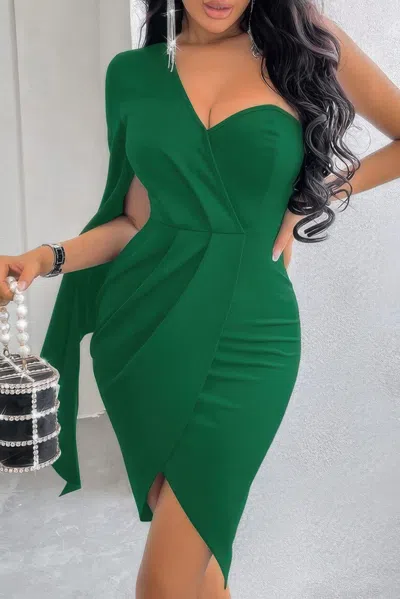 Fashnzfab Asymmetric Hem One Shoulder Bodycon Party Dress