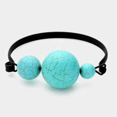 Fashnzfab Asymmetrical Howlite Bead Bangle Bracelet Turquoise In Black